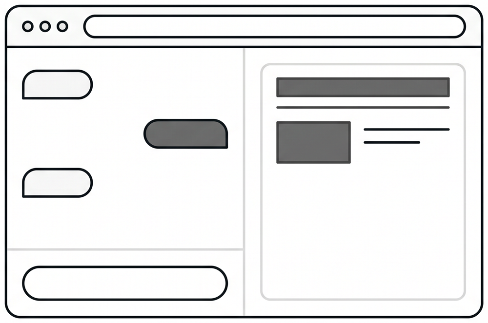 Jendela browser dengan kolom chat di kiri dan pratinjau halaman di kanan